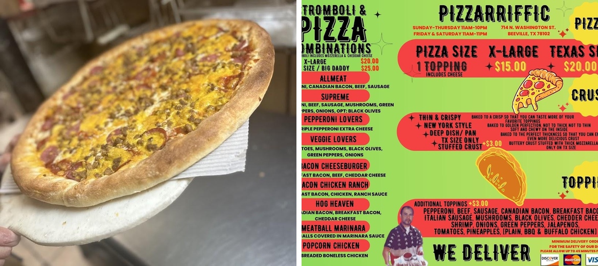 Pizzariffic Menu