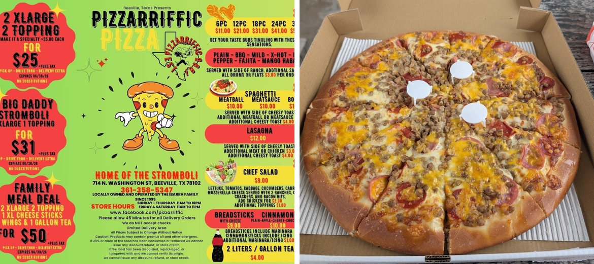 Pizzariffic Menu